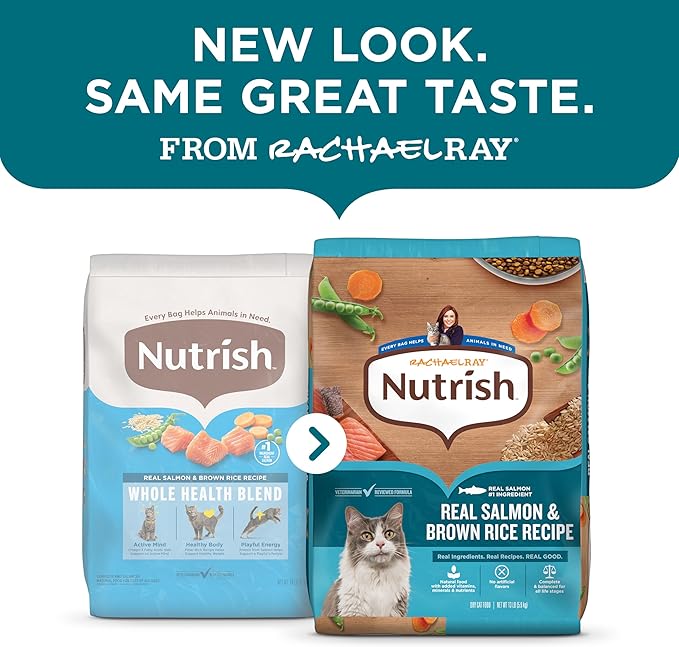 Nutrish Rachael Ray Dry Cat Food Real Salmon & Brown Rice Recipe, 5 lb. Bag