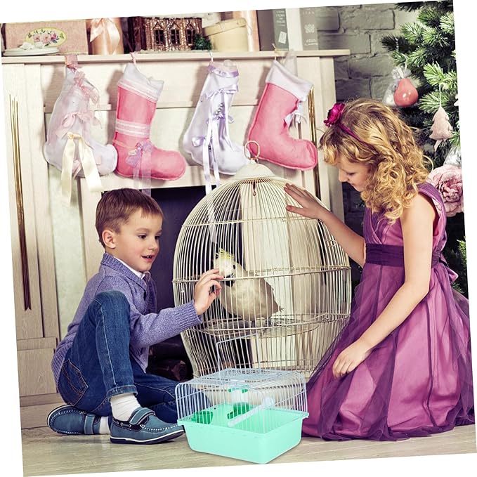 Portable Spacious Bird Carrier Cage for Parrots and Lovebirds with Perch Food Tray Water Dispenser Lightweight Abs Iron Carrier for Outdoor Use Random Color
