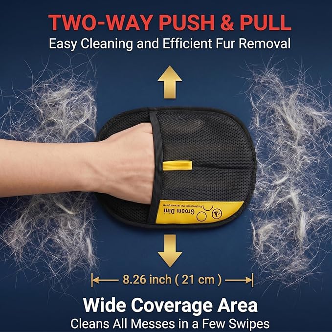 Pet Hair Removal Glove for Cats & Dogs, Upgraded Electrostatic Reusable Pet Hair Remover Tool, Magic Fur Removal Mitt for Laundry, Couch, Carpet, Car Seat, Pet Grooming Gloves