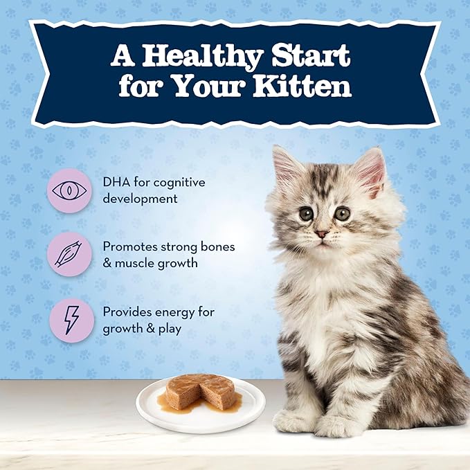 Blue Buffalo Baby Blue Natural Kitten Wet Cat Food,Healthy Growth Formula with DHA,Chicken Recipe Multi-Pack,3-oz Cans,(Pack of 48)