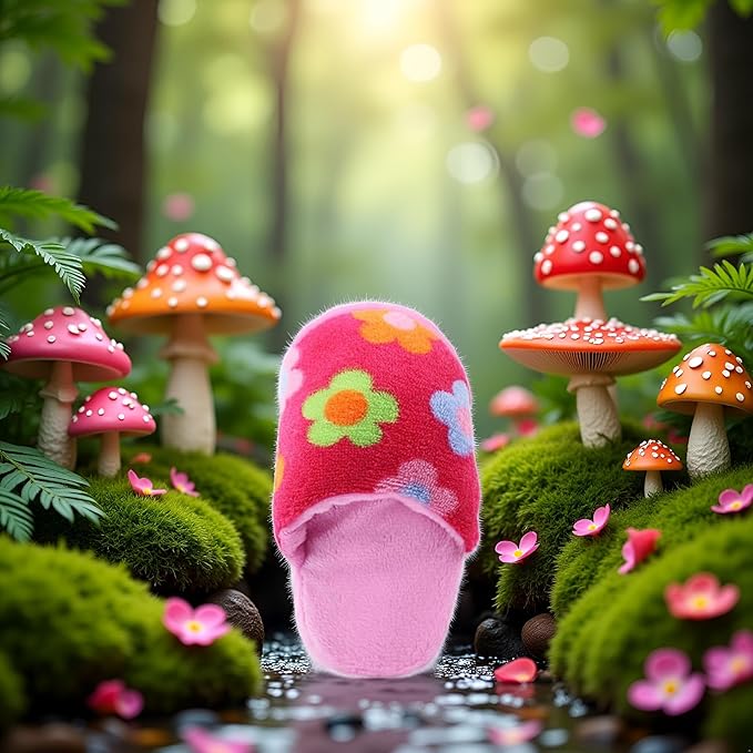 1Pcs Pink Cute Pet Puppy Dog Cat Slipper Shape Plush Chew Play Toy Flip-Flops Squeaky Toys Dog Squeak Toys,Keep Them Busy Durable Teething Shoe Interactive Squeaky Puppy Toy,Small,Pet Products