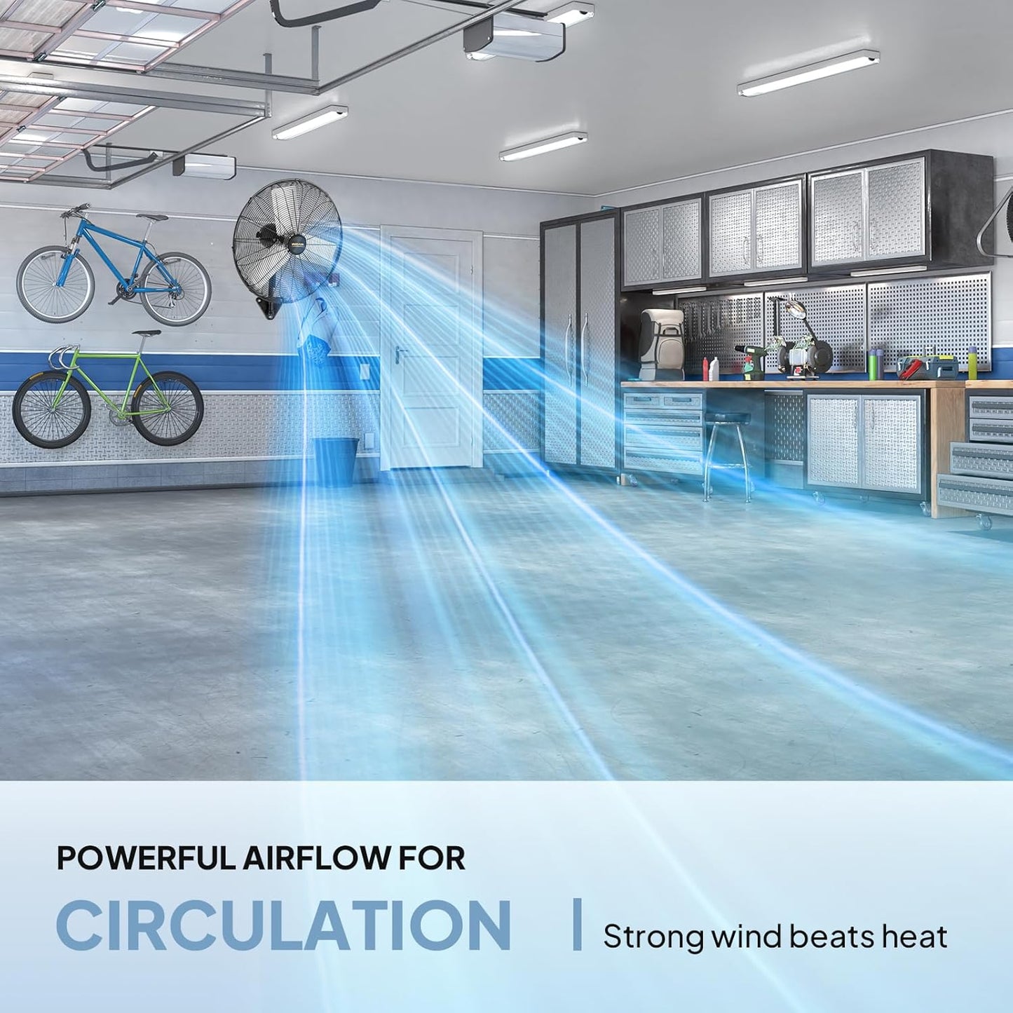 ROVSUN 30 Inch Industrial Wall Mounted Fan, Max 10600 CFM High Velocity Wall MountFan w/ 3 Speed Settings, Aluminum Blade & Dual Ball Bearing Motor, for Garage, Gym, Piano