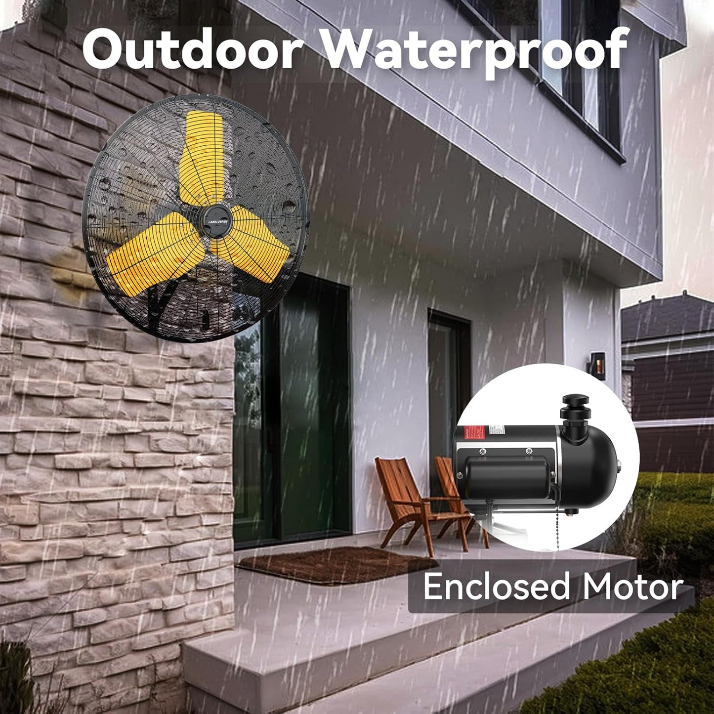 24 Inch 9500 CFM Waterproof Wall Fan Pro Series - Outdoor High Velocity Wall Mount Fan with Enclosed Motor for Residential, Warehouse, Patio, Shop, Garage, Barn UL Safety Listed