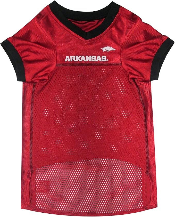 Pets First NCAA College Arkansas Razorbacks Mesh Jersey for DOGS & CATS, Large. Licensed Dog Jersey with your Favorite Football/Basketball College Team