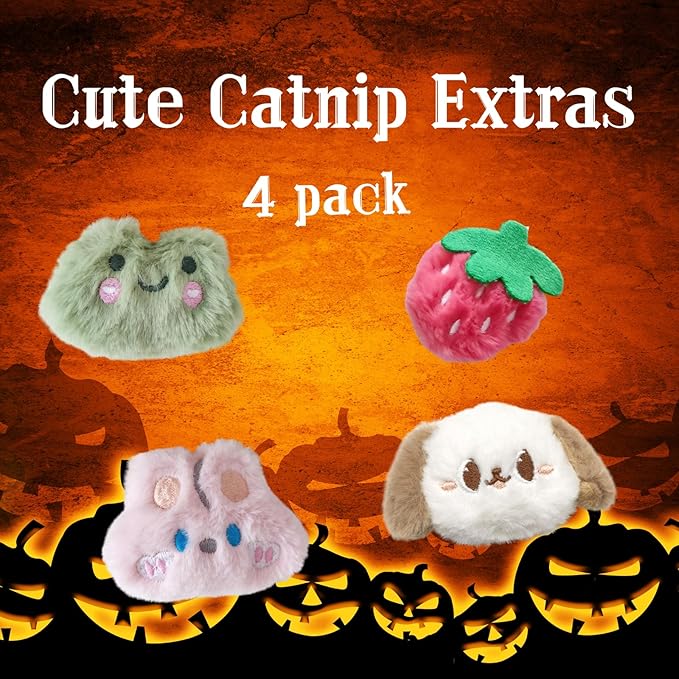 CECE PAW Carrot Patch Cat Toy Halloween Edition, Mat Pocket with Pumpkin Design, 12 Squeaky Carrot with Pockets and 4 Cute Catnip Toys for Indoor Cats Kicking and Biting