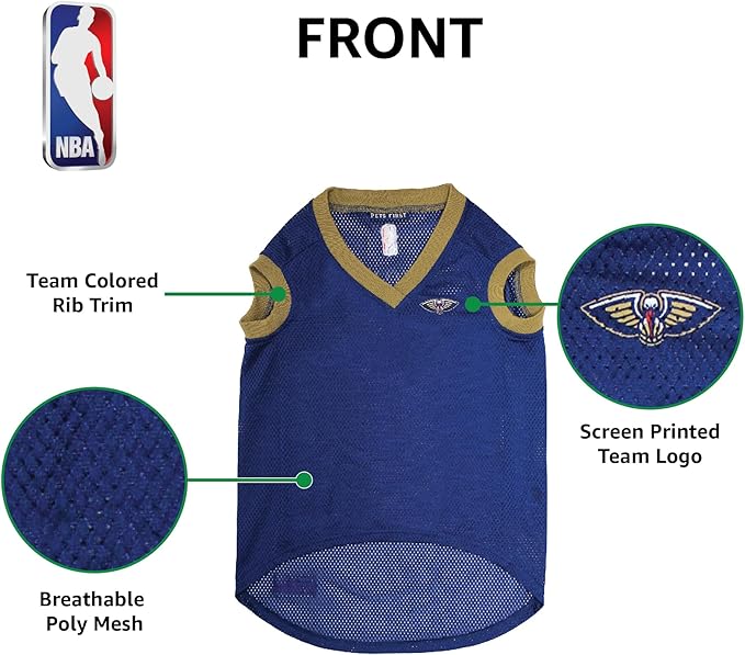 Pets First NBA NEW ORLEANS PELICANS DOG Jersey, X-Small - Tank Top Basketball Pet Jersey