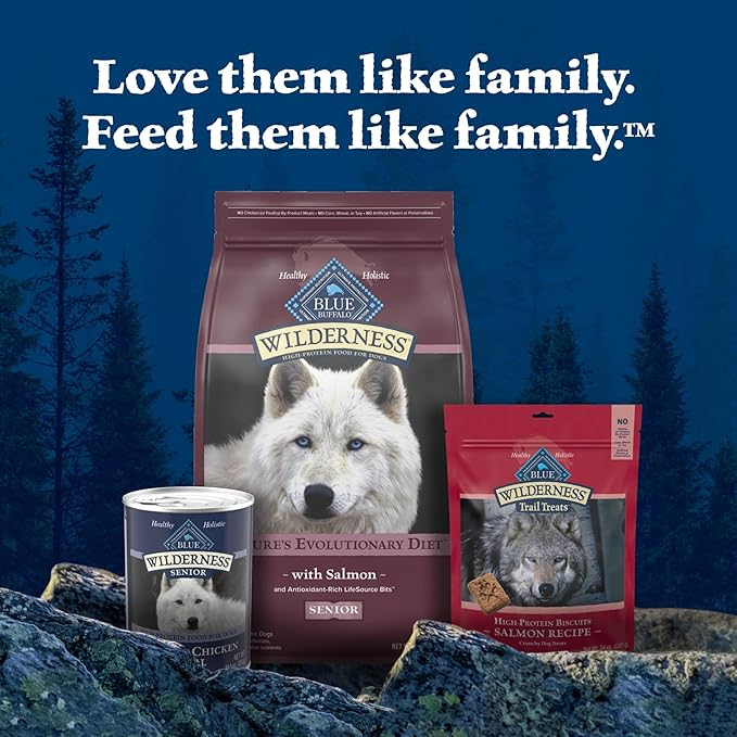 Blue Buffalo Wilderness High-Protein Natural Dry Food for Senior Dogs, Salmon Recipe, 24-lb. Bag