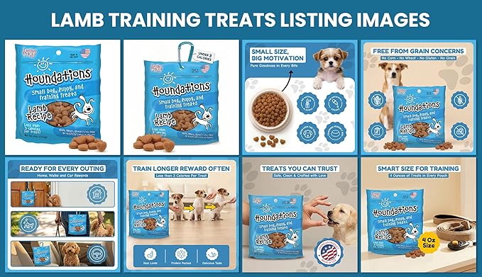 Loving Pets Houndations Lamb Dog Training Treats | All Natural | 2.6 Calories Per Treat | Grain-Free, Wheat-Free, Gluten-Free & Corn-Free | For Small Dogs & Puppies, 4 oz