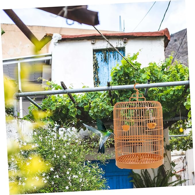 VANZACK Plastic Hanging Bird Cage Round Shape Durable Small Animal Cage Decor for Parrots and Parakeets Door Stylish Design Suitable for Pet Birds and Gifts