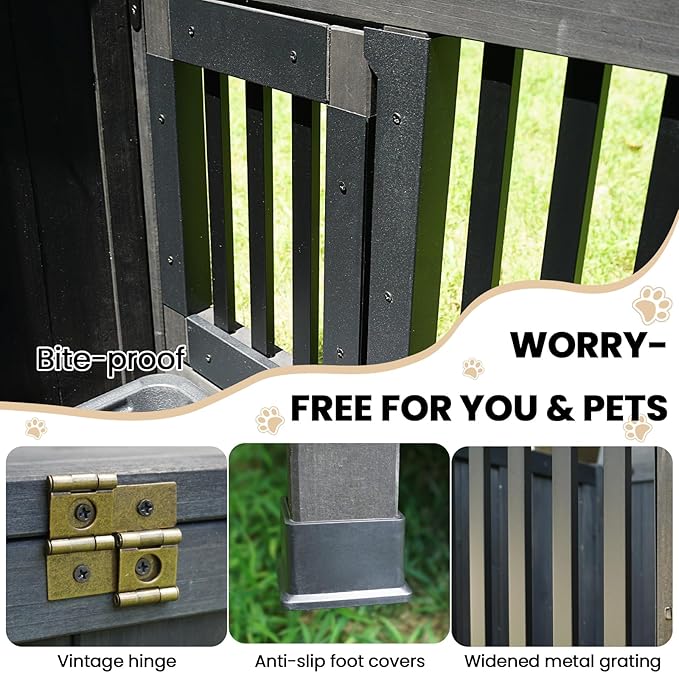 Agitree 28" Dog Crate Furniture, Fully Assembled Wooden Dog Kennel with Removable Tray, Decorative Pet Crate Dog Cage Indoor Furniture End Table, Portable Pet Cage for Small & Medium Dogs, Black