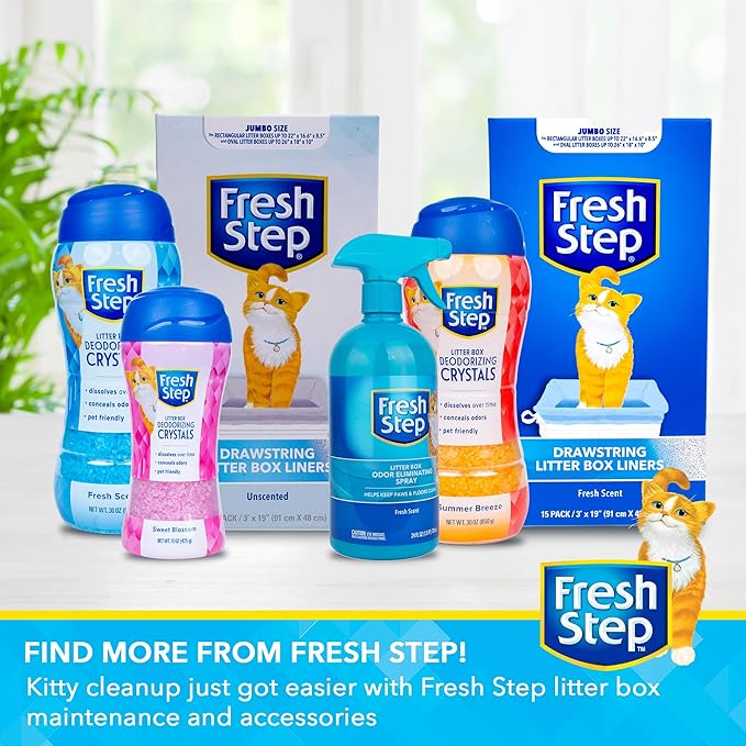 Fresh Step Charcoal Litter Box Pads with Activated Carbon for Odor Control, Ultra-Absorbent with Leak-Proof Bottom for Scrub-Free Cleanup, 16.9 x 11.4 Inches, 7 Count
