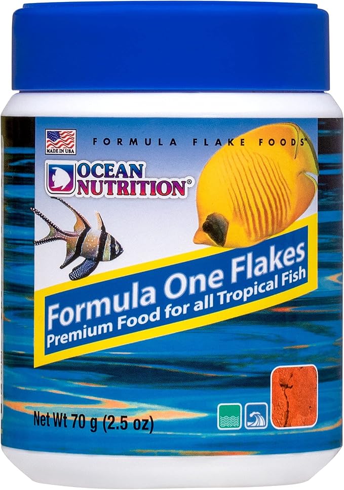 Ocean Nutrition Formula One Flake Fish Food - Natural Ingredient Fish Food Flakes for All Saltwater Tropical Fish - Supports Health & Coloration, Does Not Cloud Water, Made in USA, 2.5 oz (70 g)