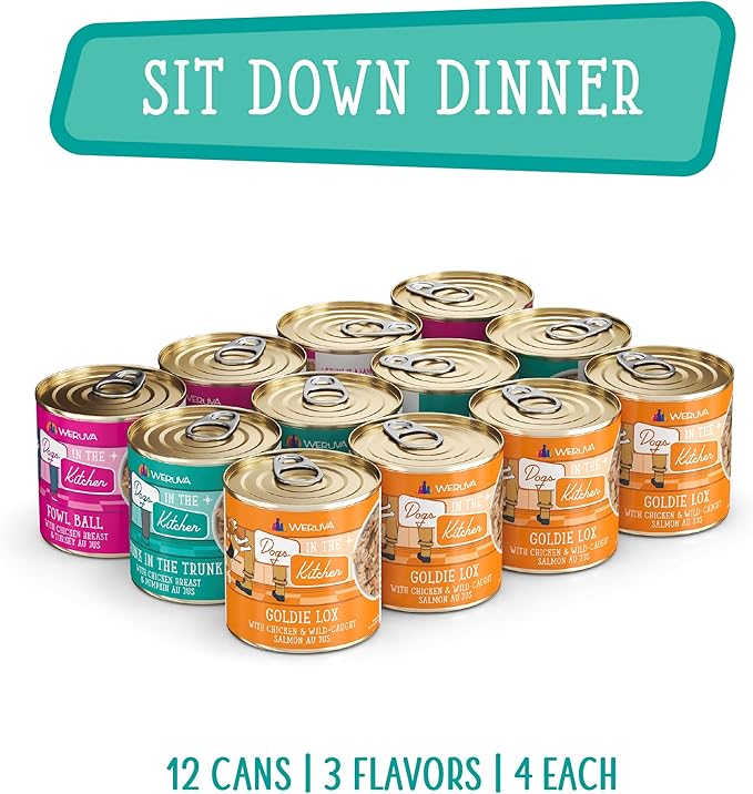 Weruva Dogs in the Kitchen, Sit. Down. Dinner. Variety Pack, 10oz Can, Pack of 12