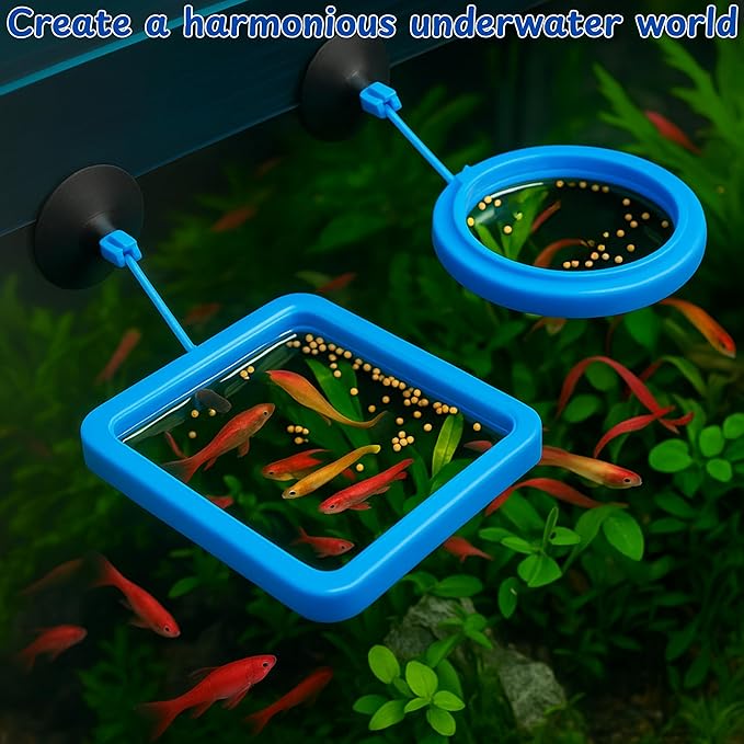 4 Pcs Turtle Tank Accessories Fish Feeding Ring, Turtle Feeding Ring, Fish Food Holder Aquatic Toys for Turtles Tortoise Goldfish Guppy Koi Puffer, Tortoise Habitat Accessories (Blue Black)