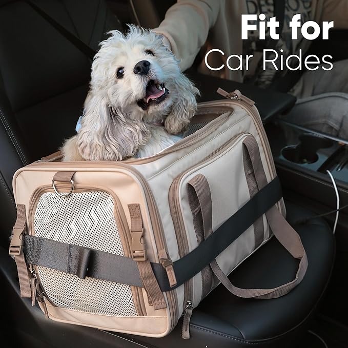 FUKUMARU Expandable Pet Carrier for Cat, 18x11x11 Large Cat Carrier Soft, Collapsible Airline Approved Dog Carrier, Ventilate Cat Travel Carrier with Durable Mesh, Escape-Proof Small Dog Carrier, Pink