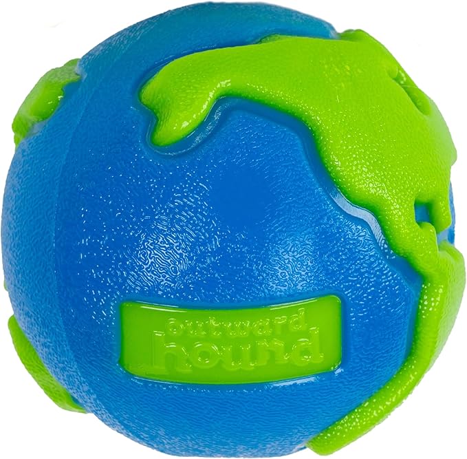 Outward Hound by Planet Dog Orbee-Tuff Planet Ball Blue/Green Treat-Dispensing Dog Toy, Large