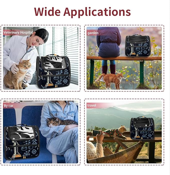 Chemistry Science Seamless Pattern (1) Transparent Pet Carrier for Travel Hiking for Kitty Small Dog