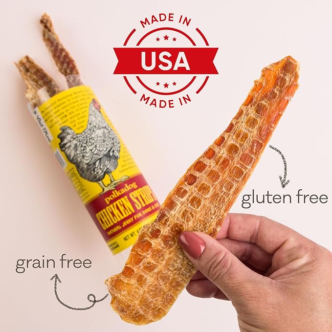 Polkadog Chicken Strip Jerky Dog Treats - Farm-Raised Chicken, All Natural, Single Ingredient, Lean Protein & Omega-3 Rich Snacks for Dogs, Great for All Breeds, Made in USA - 2lb
