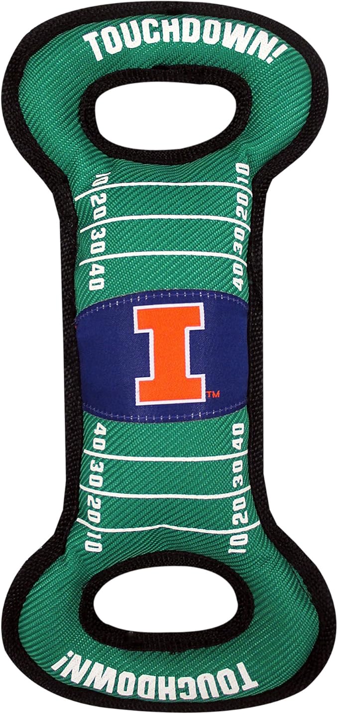 Pets First NCAA Football Field Dog Toy with Squeaker. - Illinois Fighting Illini - for Tug, Toss, and Fetch. - Tough & Durable PET Toy, 1 Count (Pack of 1)
