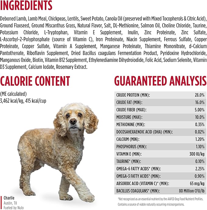 Nulo Freestyle Limited Ingredient Dry Dog Food - High Protein Lamb Recipe, Natural Grain Free Dog Food for Puppies & Adults, Small, Medium and Large Breed Kibble, 24lb Bag