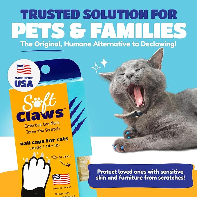 Soft Claws Cat Nail Caps for Large Cats – (40 Caps, Red) - Veterinarian-Developed | Protects Furniture & Skin - Easy to Apply, Long-Lasting Anti-Scratch Soft Cat Claw Covers