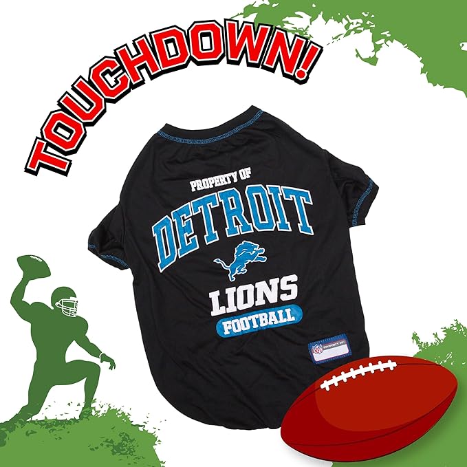 NFL Detroit Lions Dog T-Shirt for Pets, Size X-Large. Officially Licensed Pet Shirt with Team Logo, Soft Stretchable Comfort Fit Apparel for Dogs & Cats