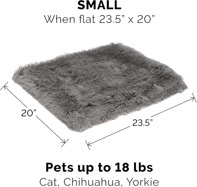 Furhaven Self-Warming Cat Bed for Indoor Cats, 4-Beds-in-1 & Washable - Plush Long Faux Fur Convertible Cuddler - Gray, Small