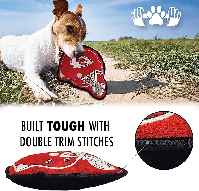 The 1st Ever Tough but Smooth Dog Toy NFL Kansas City Chiefs Football Helmet Tough Pet Toy. A Premium Quality Doggie Toy with Built-in Squeaker. Sports Fans Favorite Chew Toy