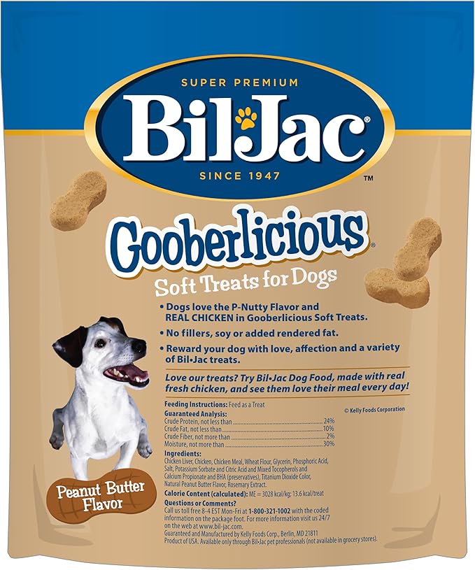 Bil-Jac Gooberlicious Soft Dog Treats | Peanut Butter & Chicken Liver Recipe | 10 oz