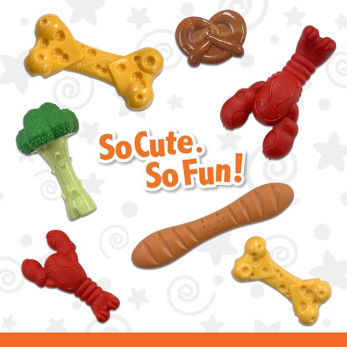 Nylabone Power Chew Toy Bundle, Cute Dog Toys for Aggressive Chewers, Filet Mignon, Cheese, and Bacon Flavors, Small Dogs - Up to 25 lbs, 3 Pack
