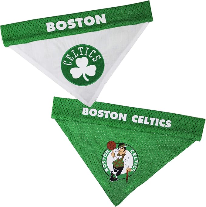 Pets First NBA Boston Celtics Reversible Bandana Size XX-Large for Dogs & Cats. 2 Sided Sports Bandana, Premium Embroidery Team Logo, Many NBA Teams Available
