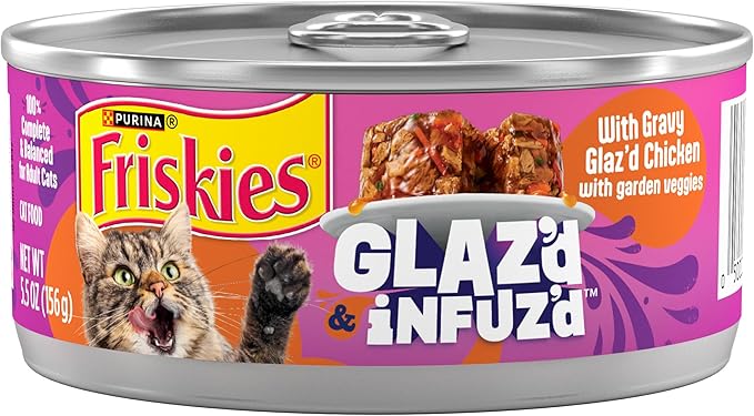 Purina Friskies Glaz’d and Infuz’d with Gravy Glaz’d Chicken Wet Food for Cats - 5.5 Ounce (Pack of 24)