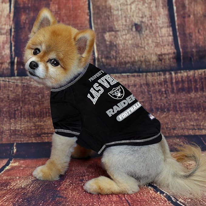 NFL Raiders Dog T-shirt Medium. - Licensed Shirt for Pets Team Colored with Team Logos- Premium Stretchable Materials for the comfort of your Dog & Cat