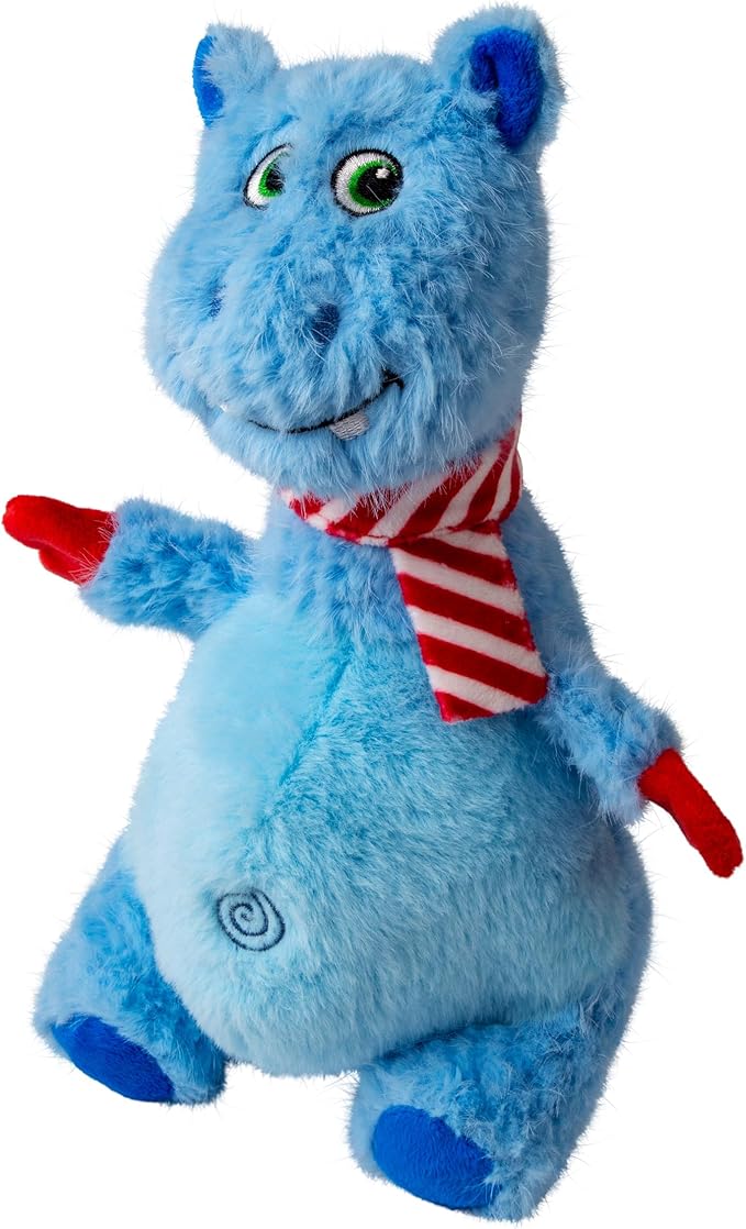 KONG Holiday Knots Belly Hippo Dog Toy – Durable Internal Rope Ball, Soft Plush, Squeaker Head, Heavyweight for Thrashing & Light Chewing – Festive Seasonal Plush Toy for Play & Snuggles