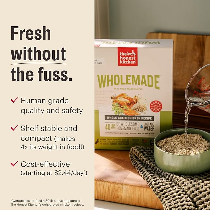 The Honest Kitchen Human Grade Wholemade™ Dehydrated Dog Food, Grain Free Beef Dog Food, 2 lb Bag