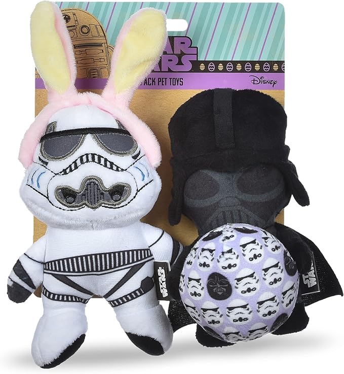 STAR WARS 2PC Easter 6" Stormtrooper & Darth Vader Squeaker Pet Toys |Set of Two Plush Squeaker Easter | Pair Toys for Dogs Easter Stuffed Darth Vader & Stormtrooper