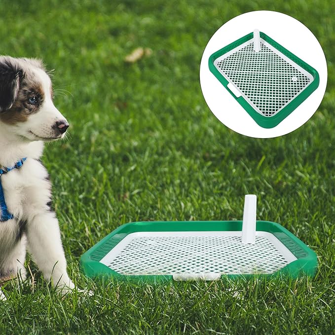 Milisten Dog Potty Tray Indoor Small Dog Toilet Training Litter Box with Green Mesh Surface for Puppy Housebreaking and Pet Bathroom Use