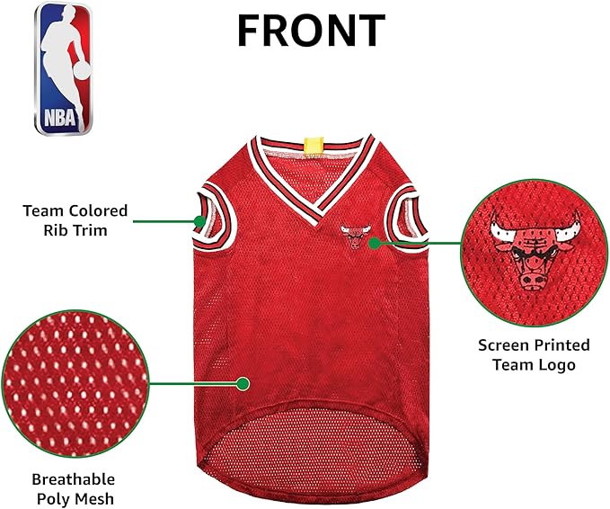Pets First NBA CHICAGO BULLS DOG Jersey, Small - Tank Top Basketball Pet Jersey