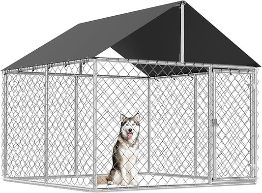 Petony Outdoor Dog Enclosure Heavy Duty Dog Kennel House Mesh Dog Big Cage Pet Kennel Steel Fence with Secure Lock