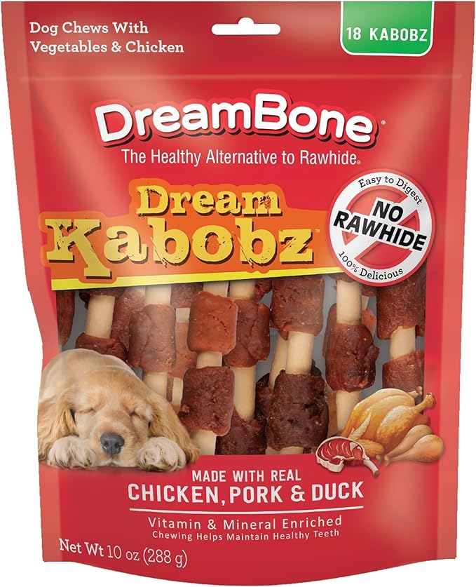 DreamBone Dream Kabobz, Rawhide-Free Chews for Dogs, 54 Count (3 Packs of 18 Count)