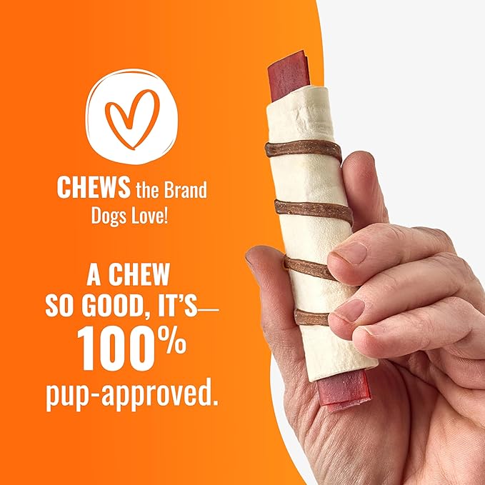 GOOD 'N' FUN Triple Flavor Wraps with Beef Tendon Chews, High-Protein Dog Treat for All Adult Dogs, Made with Real Beef Hide, Chicken & Beef Tendon, 8 Count