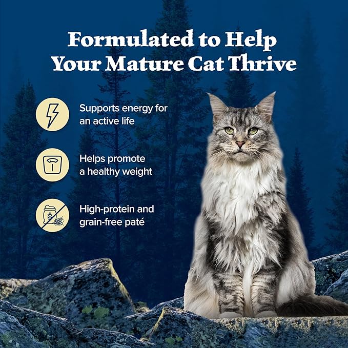 Blue Buffalo Wilderness High-Protein & Grain-Free Wet Cat Food Paté for Adult Cats 7+,Made with Natural Ingredients,Chicken Recipe,3-oz. Cans,(Pack of 48)