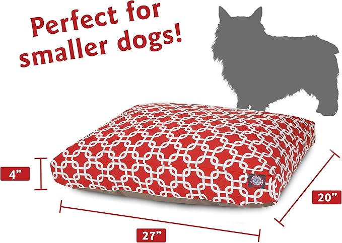 Red Links Small Rectangle Indoor Outdoor Pet Dog Bed With Removable Washable Cover By Majestic Pet Products