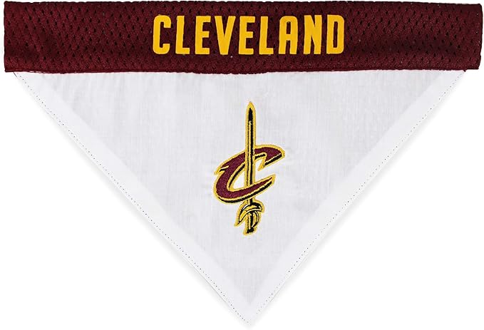 Pets First NBA Dog Bandana - Cleveland Cavaliers Reversible Pet Bandana. 2 Sided Home & Away Sports Bandana with a PREMIUM Embroidery TEAM Logo, Small/Medium