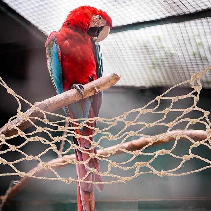 NUOBESTY Parrot Climbing Net Hemp Rope Bird Hanging Hammock Ladder for Small Pets Hamsters and Birds with Hooks Chewable Play Gym Accessory