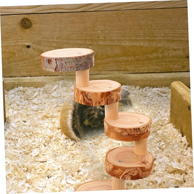 Wooden Pet Ladder Toy for Hamsters Dwarf Hamsters Safe Climbing Accessory for Bird Cages Encourages Exercise Coordination Smooth Finish Easy to Space-Saving Design