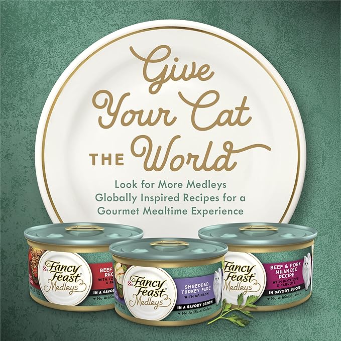 Fancy Feast Purina Pate Wet Cat Food,Medleys White Meat Chicken Florentine with Cheese & Garden Greens - 3 oz. Cans,(Pack of 48)