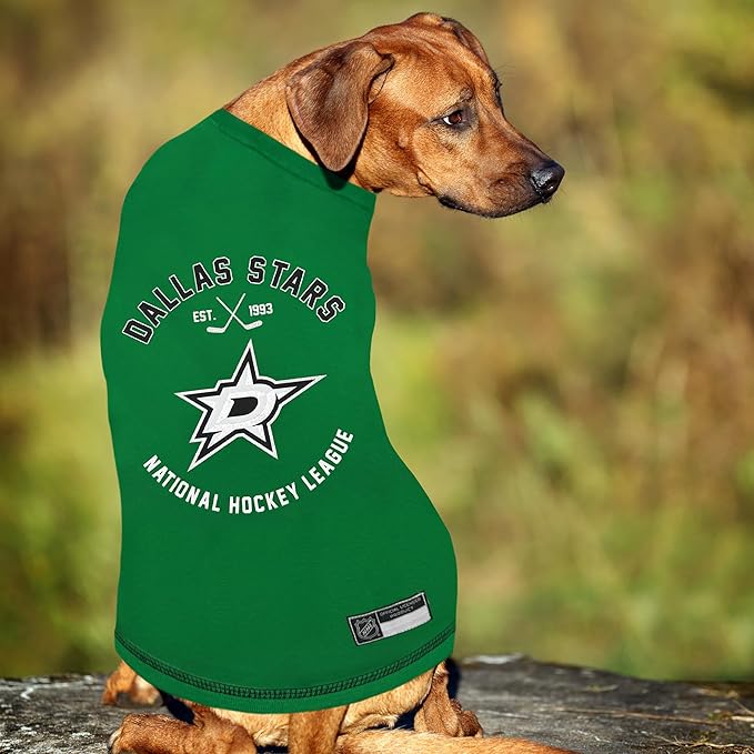 NHL Dallas Stars Tee Shirt for Dogs & Cats, Large. - Are You A Hockey Fan? Let Your Pet Be An NHL Fan Too!