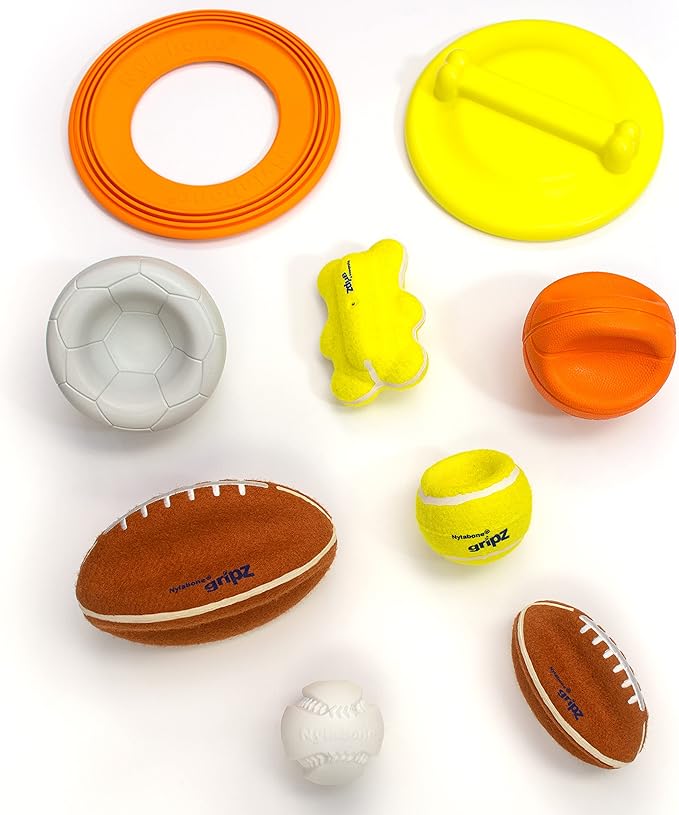 Nylabone Power Play Tennis Ball Teddy Bear Gripz Felt Rubber Fetch Toy, Squeaky Toys for Dogs, Medium (1 Count)