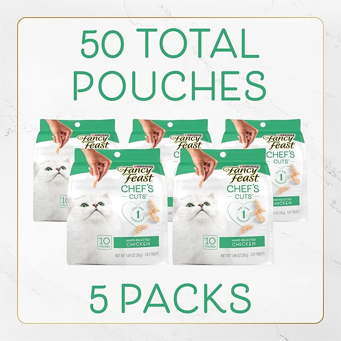 Purina Fancy Feast Natural Cat Treats, Purely Natural Hand-Selected Chicken - (Pack of 5) 10 ct. Pouches